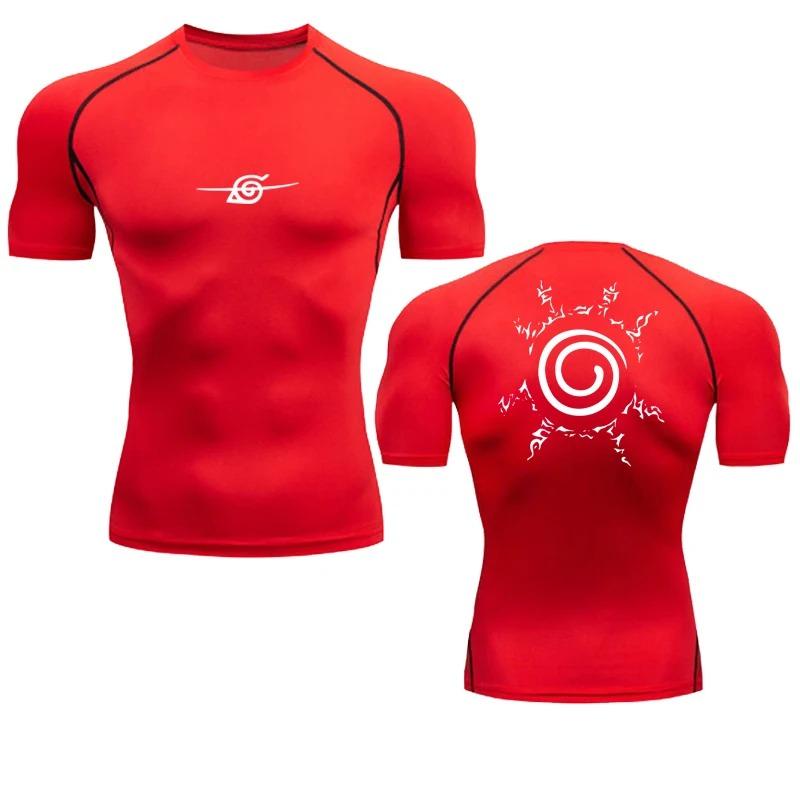 Camisas de compressão masculinas anime esporte secagem rápida ginásio tshirts fitness topos t verão outono masculino