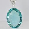 925 Starling Silver Oval Pendant Aquamarine 137 Ct Certified Lab Created Gems MY.PD-96-NS