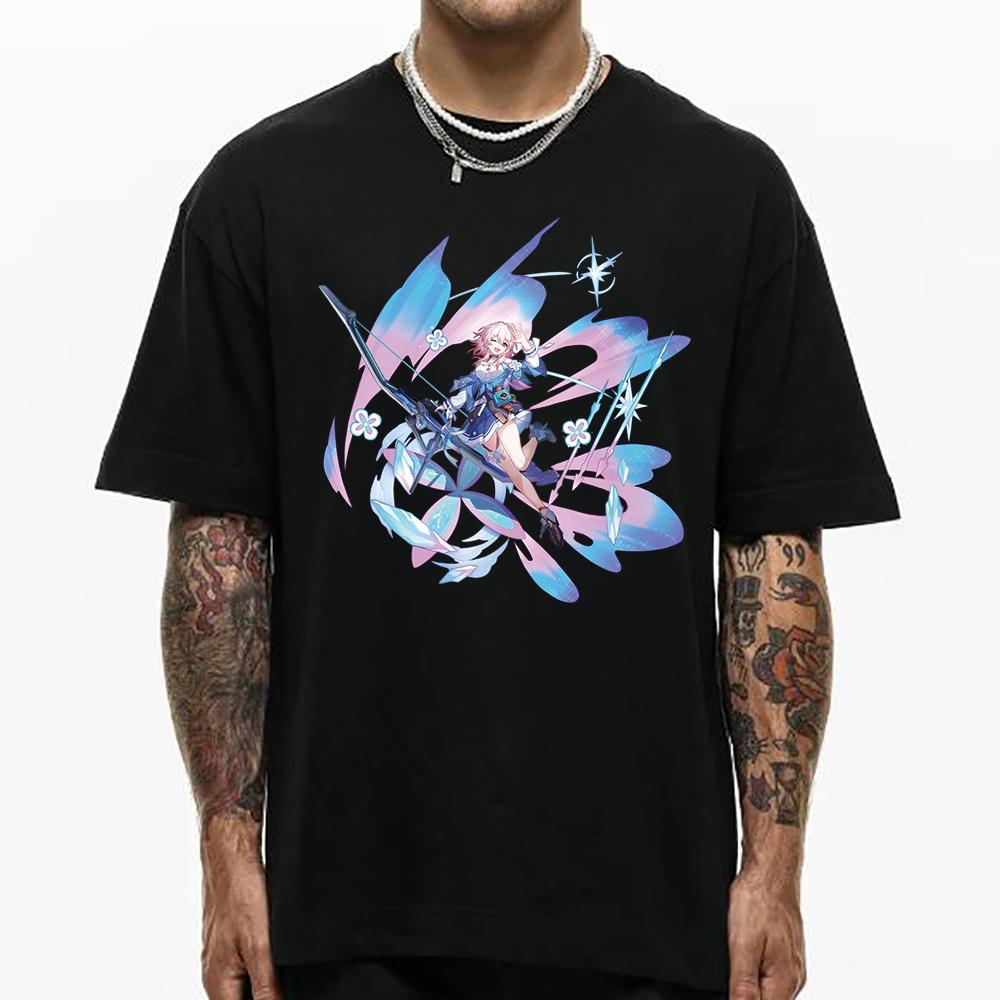 Honkai Star Rail T Shirt Unisex /Women Harajuku Aesthetic Graphic March 7th Tshirt Unisex Anime Cartoon Vintage Cotton Tees Shirts