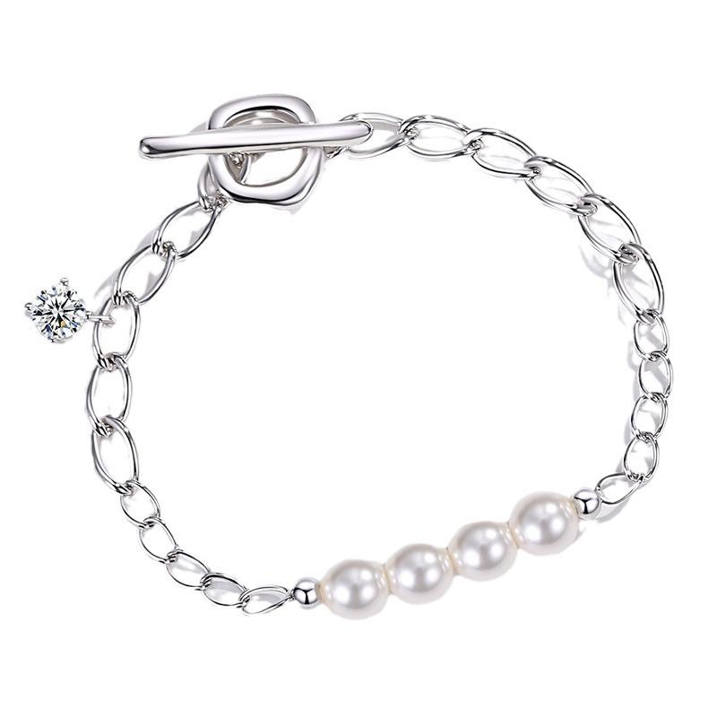 S925 Серебряные стеклянные бусины 30 очков Муассанит OT Браслет для женщин Европейская и американская мода Темпераментный браслет Серебряные украшения