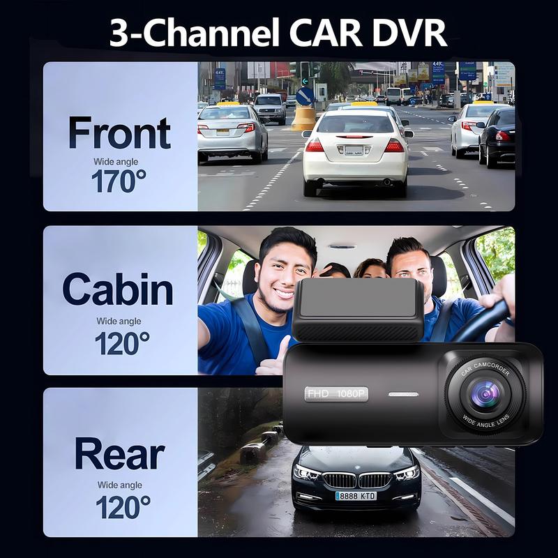 3 Channel WIFI Dash Cam HD 1080P Car Dvr Interior Vehicle Three Way Camera Mini DVRs Recorder Video Registrator Dashcam Camcord