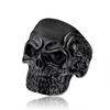 Beier European American Retro Punk Skull Ring - Gold-Plated Stainless Steel