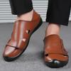Дизайнерский бренд Мужские кожаные сандалии Мягкая подошва Удобная мужская пляжная повседневная обувь Легкая рабочая кожаная обувь Ретро коричневый
