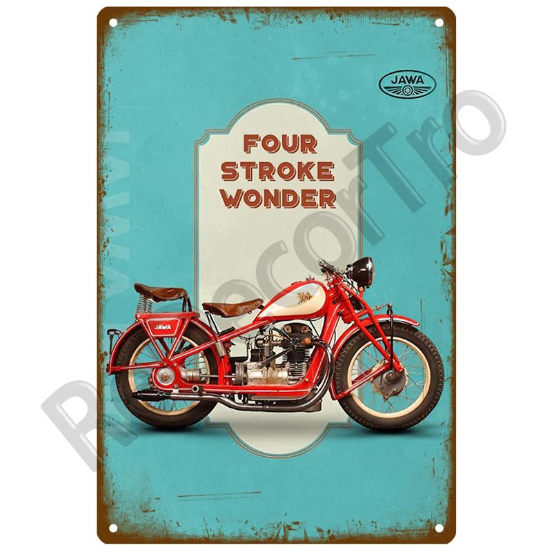 JAWA Vintage Wall Poster Vintage Retro Wall House Restaurant Decoration Plaque Metal Wall Decor Art Metal Sign Tin Sign Plate