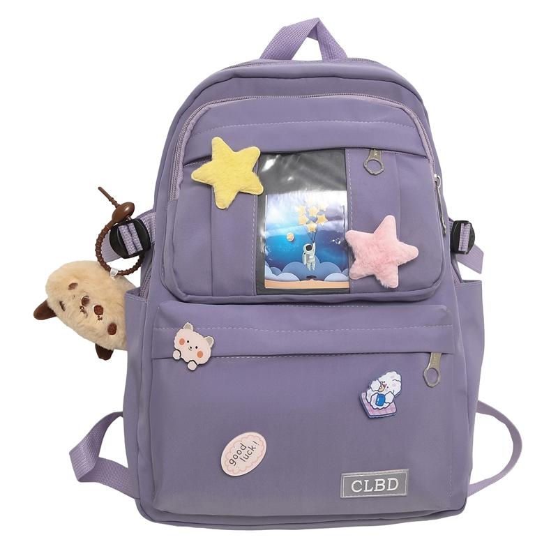 Women Large Capacity Nylon Backpack Junior School Student Schoolbag