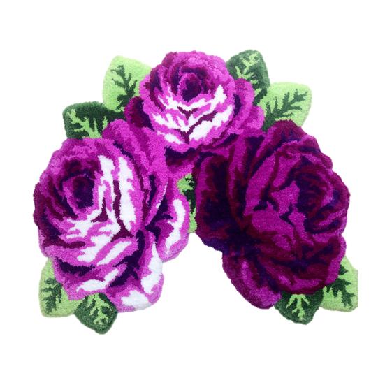 Плюшевый коврик для пола Быстросохнущая нескользящая основа Ковер в форме цветка розы Легко чистить Декоративный для гостиной