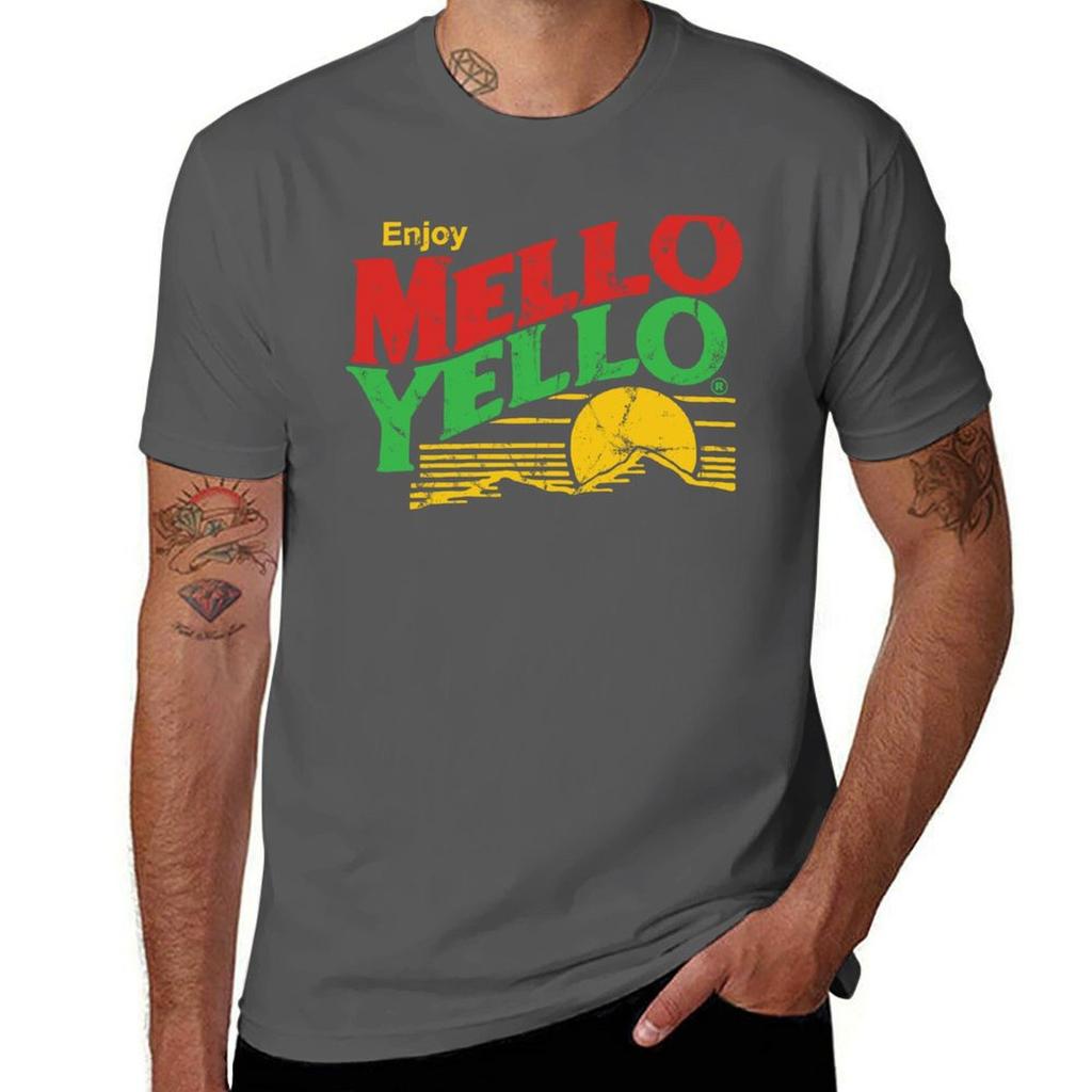 Наслаждайтесь винтажной футболкой Mello Yello, оверсайз футболкой для мальчиков, с принтом животных, забавными подарками, хлопковыми футболками для мужчин, мужскими футболками