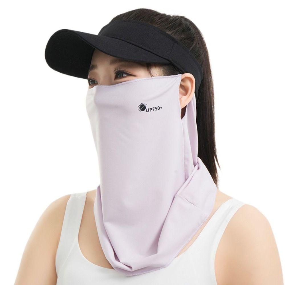 Letter Sunscreen Face Veil Breathable Neckline Face Cover Thin Summer Ice Silk Face Mask Hiking