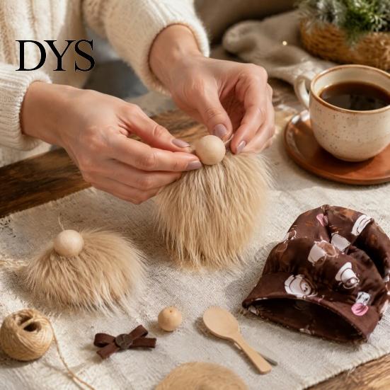 Борода Гнома для Поделок 3 шт. DIY Бороды с Деревянными Шариками-Носами, Плюшевая Борода, Рождественские Украшения для Гномов, Искусственный Мех, Ручная Работа, Украшения для Эльфийских Кукол, Пушистые