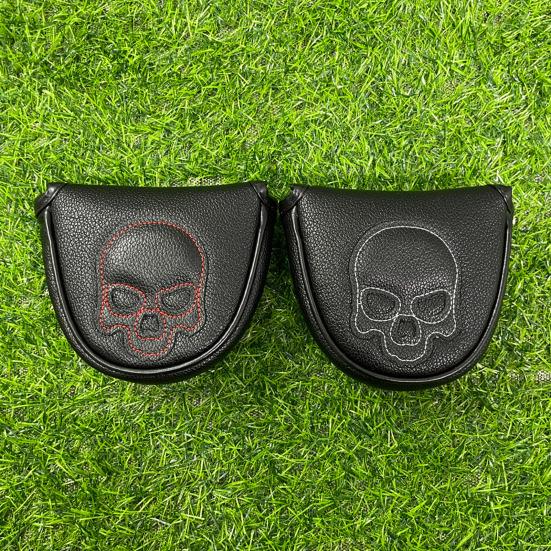 Чехол для гольф-паттера типа «молоток» с магнитной застежкой, из искусственной кожи, с рисунком черепа, для вудов, драйвера, фейрвея, гибрида