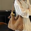 Large Capacity Straw Woven Bag Women's Summer New Seaside Vacation Woven Bag Lazy Wind Shoulder Commuter Tote Bag