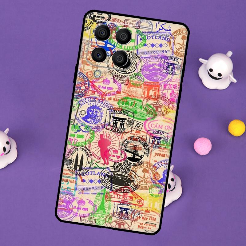 Ретро Открытка Паспортные Штампы Чехол Для Samsung Galaxy M55 M15 M33 M13 M23 M53 M31 M51 M14 M34 M54 M20 M30s M52 M32