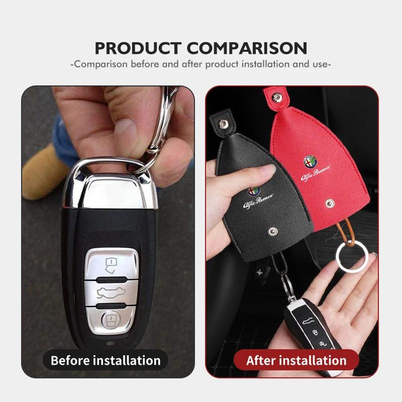 Car Sticker For Alfa Romeo 159 147 Portable Leather Car Key Protective Case Key Organizer Bag Badge Accessories For Alfa Romeo G abc012