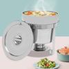 11L/9.9Qt Round Stainless Steel Soup Chafer with Water Pan, Modern Silver Buffet Warmer With Fuel Holder for Catering & Parties