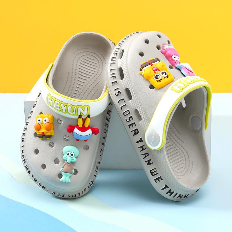 Стильные и дышащие детские летние сандалии-шлепанцы из ЭВА с мультяшным дизайном, доступны в нескольких цветах