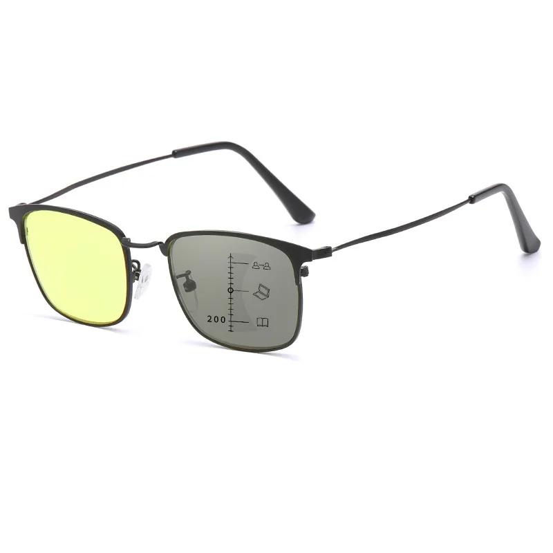 2025Night Vision Multifocal Photochromic Glasses Yellow Anti Blue Light Reading Glasses Business Dual-purpose Presbyopia Glasses