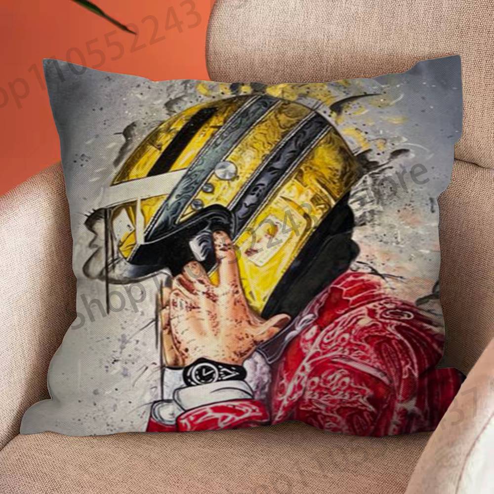 Famous Great Racer AAyrton sSenna Cartoon Printing Pillowcase Customized Pillow Cover for Sofa Home Decor
