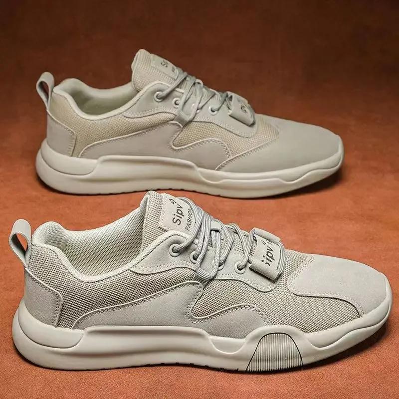 Men's Shoes 2024 New Autumn Breathable Mesh Comfort Sports Shoes Lightweight Casual Lace Up Running Shoes Sneakers Thick Soled