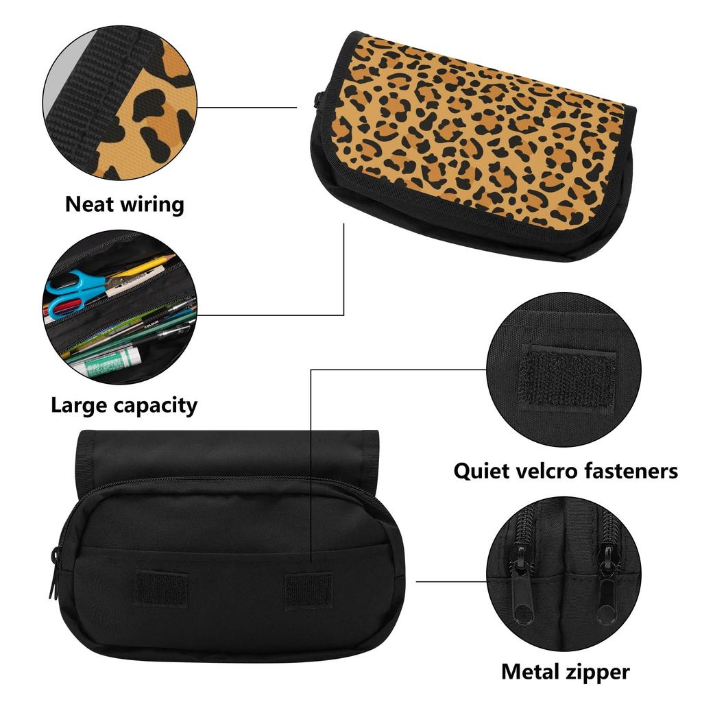 Pencil Pouch Multi Compartment 300D Polyester Zipper Closure with Two Large Sections for Pens Pencils Ruler Earphones for Students
