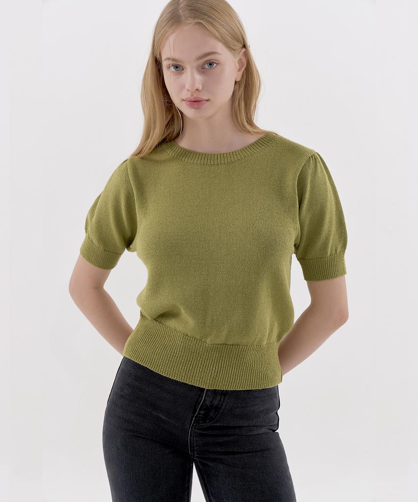 C CLOVER Cool Summer Short Sleeve Knit Avocado Green