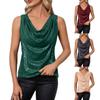 Plus Size Sequins Tops For Women Loose V Neck Sleeveless Tunic Shirts Dressy Business Casual Party Blouse