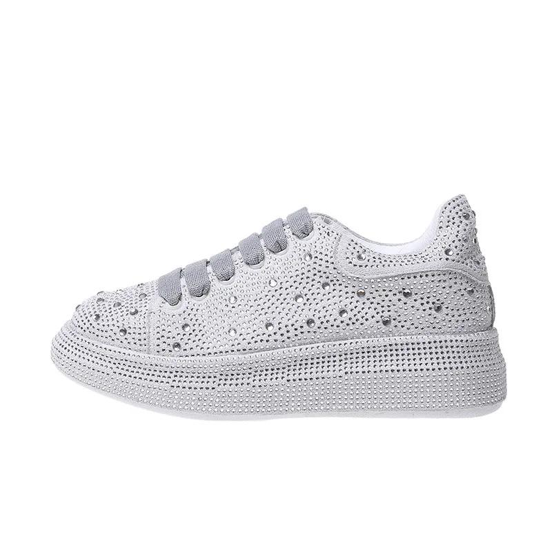 2024 Весна и Осень Новые Полные Алмазные Бисквитные Туфли Спортивные Белые Туфли Модный Тренд Повседневные Кроссовки Для Скейтбординга