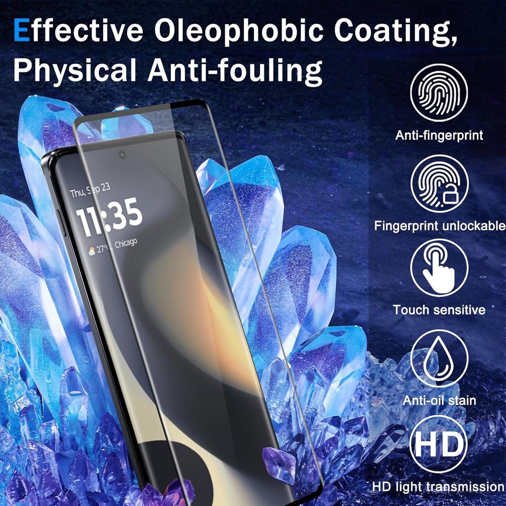 Screen Protector [2 Pieces] for Motorola Edge (2024)/(2023) Tempered Glass Curved Surface Edge Glue HD Protective Film