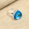 Твердое стерлинговое серебро 925 пробы, драгоценный камень с синим топазом, ювелирные изделия ручной работы, изящное кольцо всех размеров