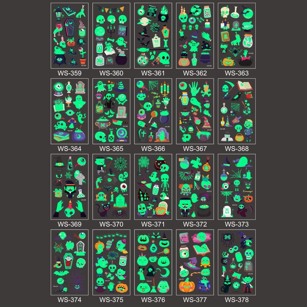 1 шт. светящаяся татуировка призрак тату поддельная татуировка светящаяся в темноте водонепроницаемая временная татуировка наклейки для вечеринки на Хэллоуин для детей