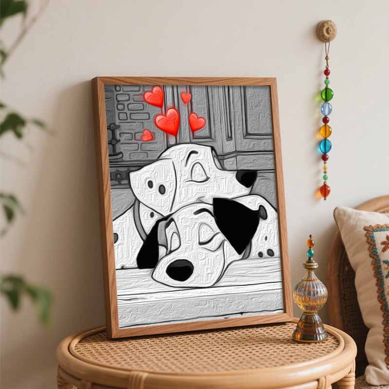 Disney 101 Dalmatians oil paint by numbers painting kit handmade diy home decor gifts for cute puppy lovers romantic wall art decor