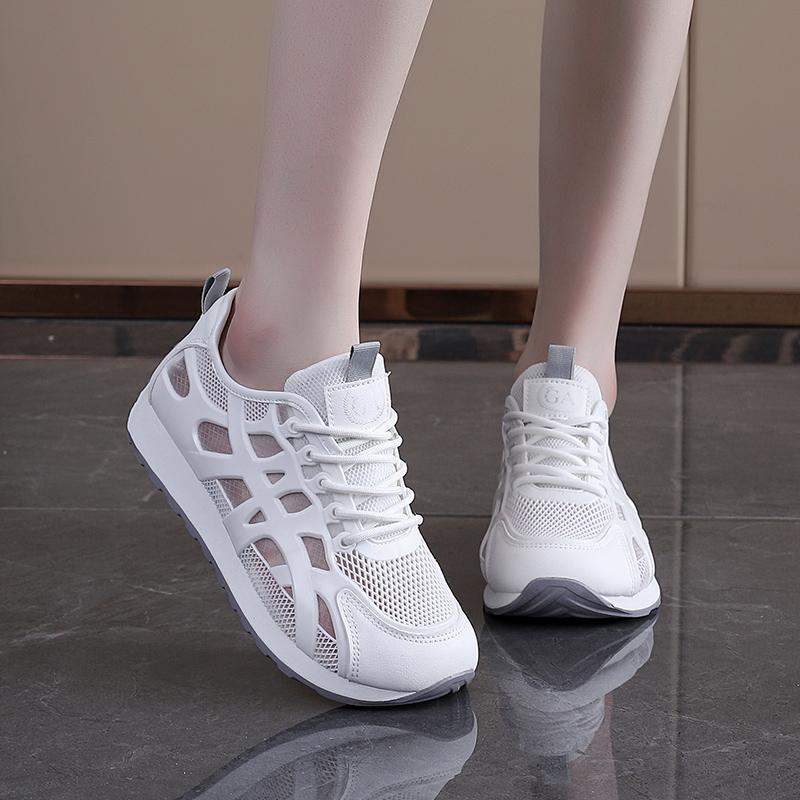 Hollow out personality soft sole lightweight mesh breathable versatile casual ultra-thin comfortable white shoes