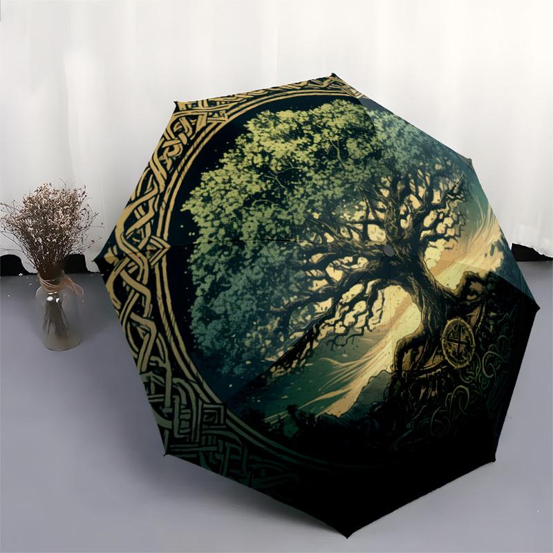 1pc Celtic Tree of Life Umbrella with Plastic Handle,Suitable for All Seasons Home Travel Outdoor UmbrellaDD917