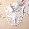 White Women's Stand Fake Collar Blouse Black Detachable Lapel Turtleneck Top Half Shirt Faux Col Tie Detail