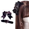 Gothic Bowknot Shape Hair Clip Halloween Party Headwear for Woman Girls Taking Photo Ponytail Bangs Non-slip Hairpin
