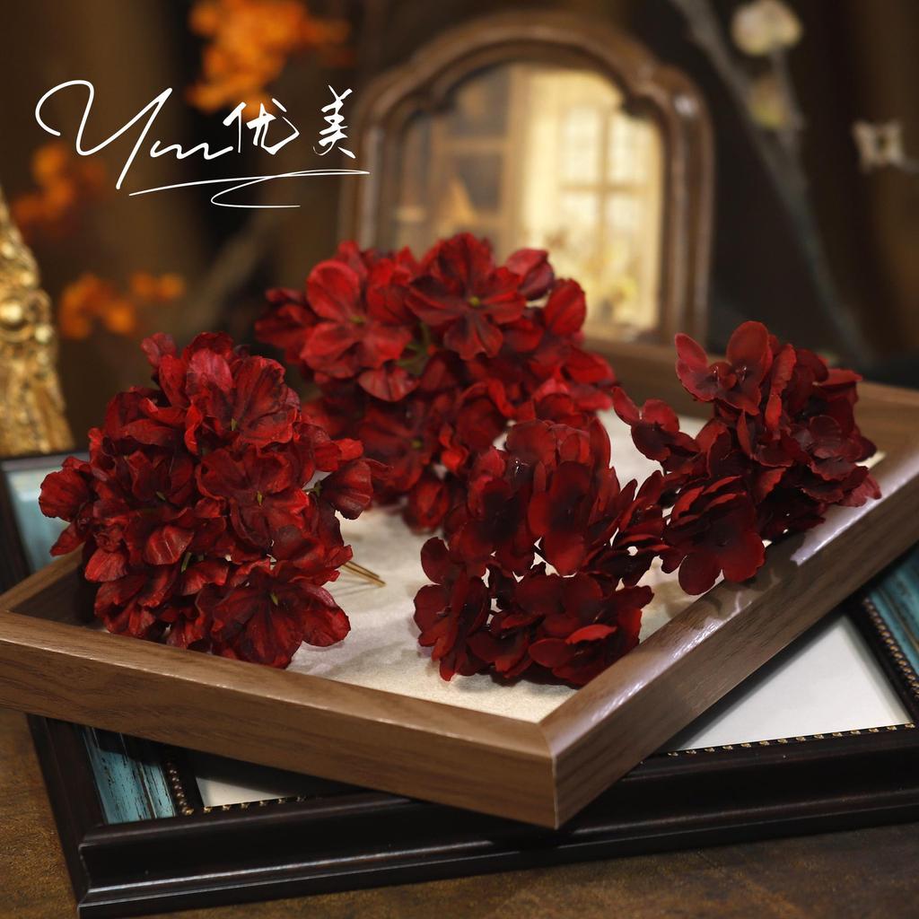 Ретро Заколка для волос в виде цветка из ткани винного цвета - Головной убор в классическом китайском стиле