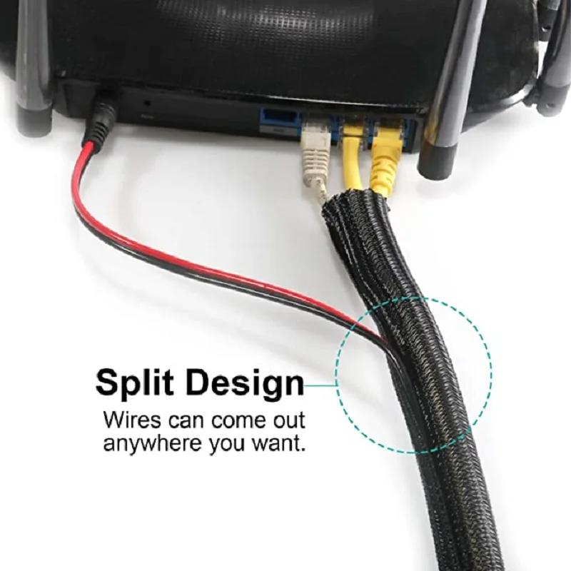 ПЭТ Плетёная Самозакрывающаяся Кабельная Оплётка Изолированный Кабель Гибкий Защитный Шнур Органайзер Оплётка для Дома Автомобиля Стола Телевизора ПК