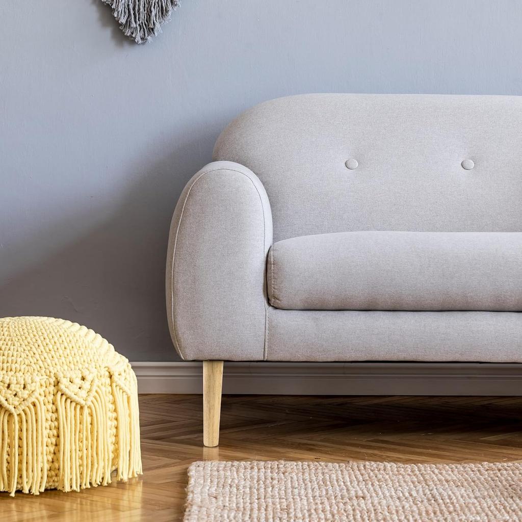 Pack of 4 Wooden Furniture Feet, Sofa Feet, 15 Cm Conical Replacement Table Legs, Furniture Legs with Mounting Plates & Screws for Sofa, Cabinet