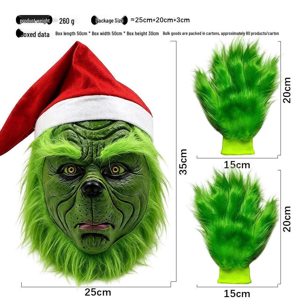 Grinch-Themed Green Hair Christmas Decorative Accessories & Funny Masquerade Props