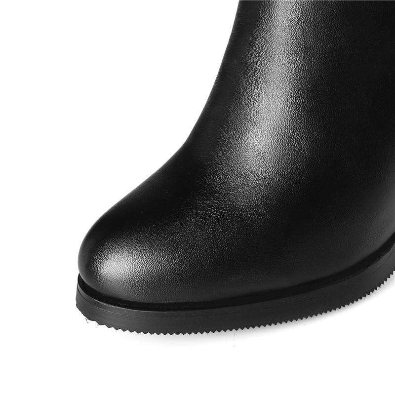 Women's High-heeled Boots Autumn and Winter New Style European and American Style Slim Heel Solid Color Plus Size Mid Length Boots