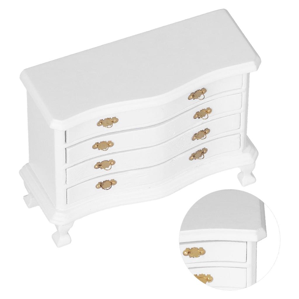 1:12 Dollhouse Bedside Cabinet Wooden Miniature Drawer Cabinet Furniture Decoration