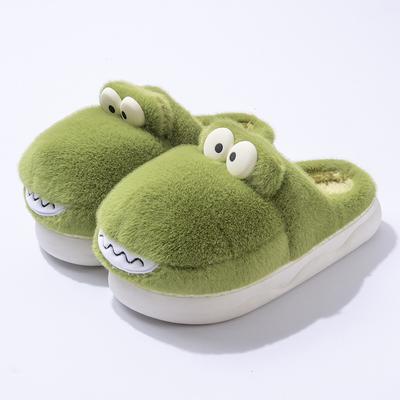 Новые зеленые тапочки с динозаврами для родителей и детей, пушистая домашняя обувь, мужские плюшевые тапочки, домашние пушистые мюли, мужские зимние теплые тапочки с динозаврами