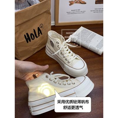 Летние новые парусиновые туфли с круглым носком, на толстой подошве, с высоким верхом, дышащие, тонкие, женские 822