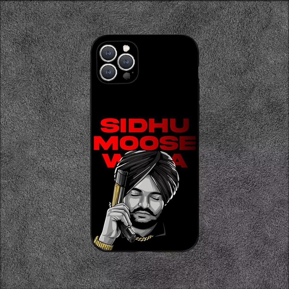 Sidhu Moose Wala Funda Phone Case For iPhone 16,15,14,13,12,11,Plus,Pro Max,XS,X,XR,SE,Mini,8,7 Soft Silicone Black Cover
