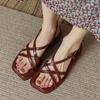 Женские летние сандалии 2024 года, роскошные элегантные туфли из искусственной кожи для женщин, удобные босоножки с открытым носком и низким каблуком