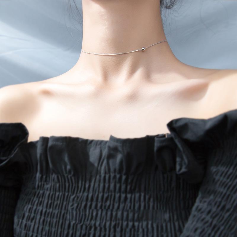 Серебряные цепочки-коробка 925 пробы с круглым шариком, ключицы, ожерелья для женщин, подарки для девушек