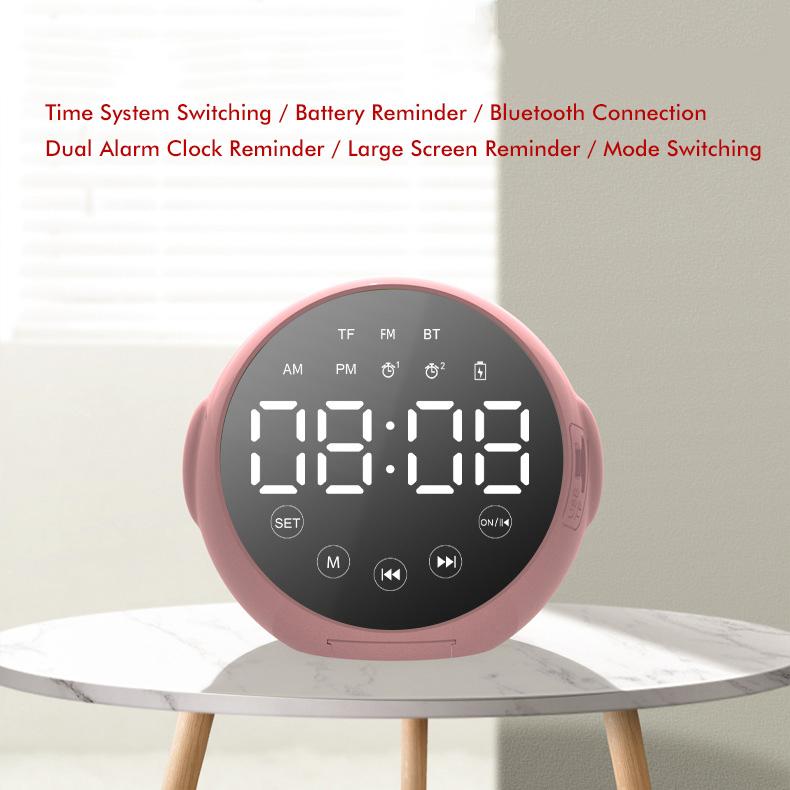 Table Clock Bluetooth Wireless Audio Mini LED Mirror Digital Alarm Clock Temperature Weekend Display Desk Clock