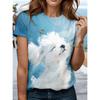 Women's Fashionable Summer T-shirt, Animal Print T-shirt, Round Neck Casual Short Sleeved Shirt, Round Neck Regular Top