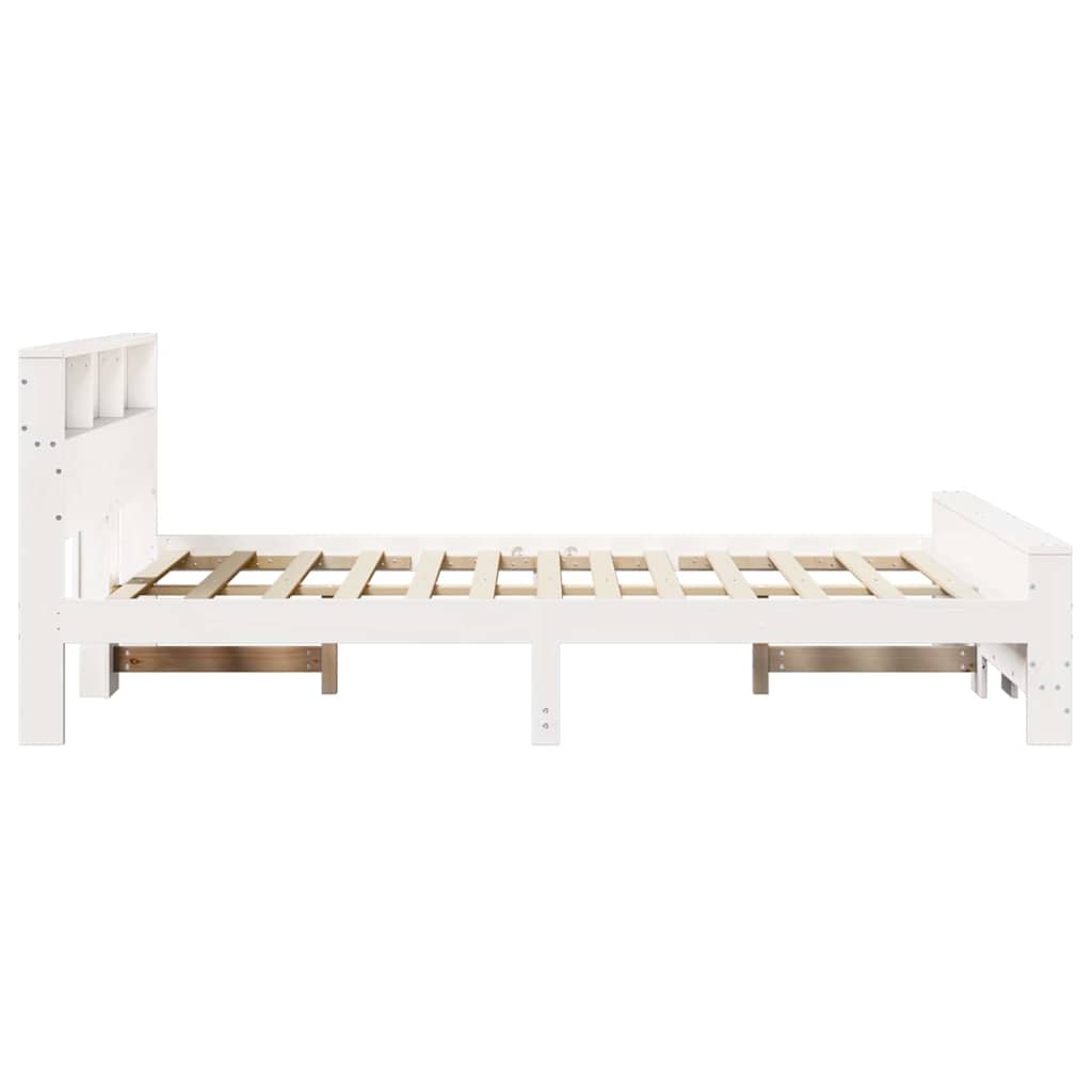 Platform Bed Frame with Headboard White 150 x 200 cm Wood Based Material