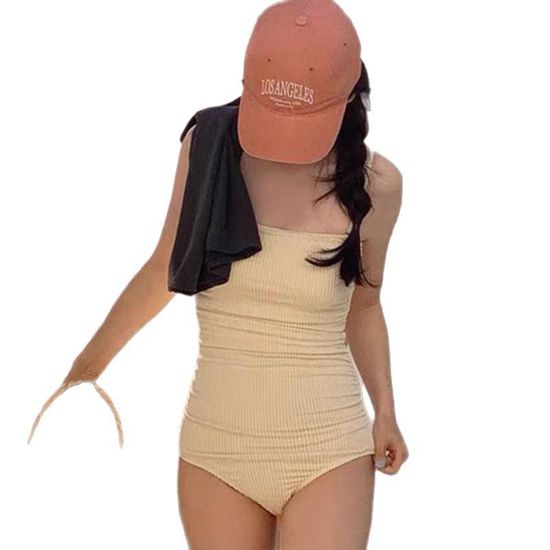 Pure desire wind suspender one-piece swimsuit female student texture Korean version simple dead library water Japanese swimsuit