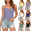 Women’s Lace Trim V Neck Sleeveless Hollow Out Camisole Top with Adjustable Spaghetti Straps for Casual Summer Wear